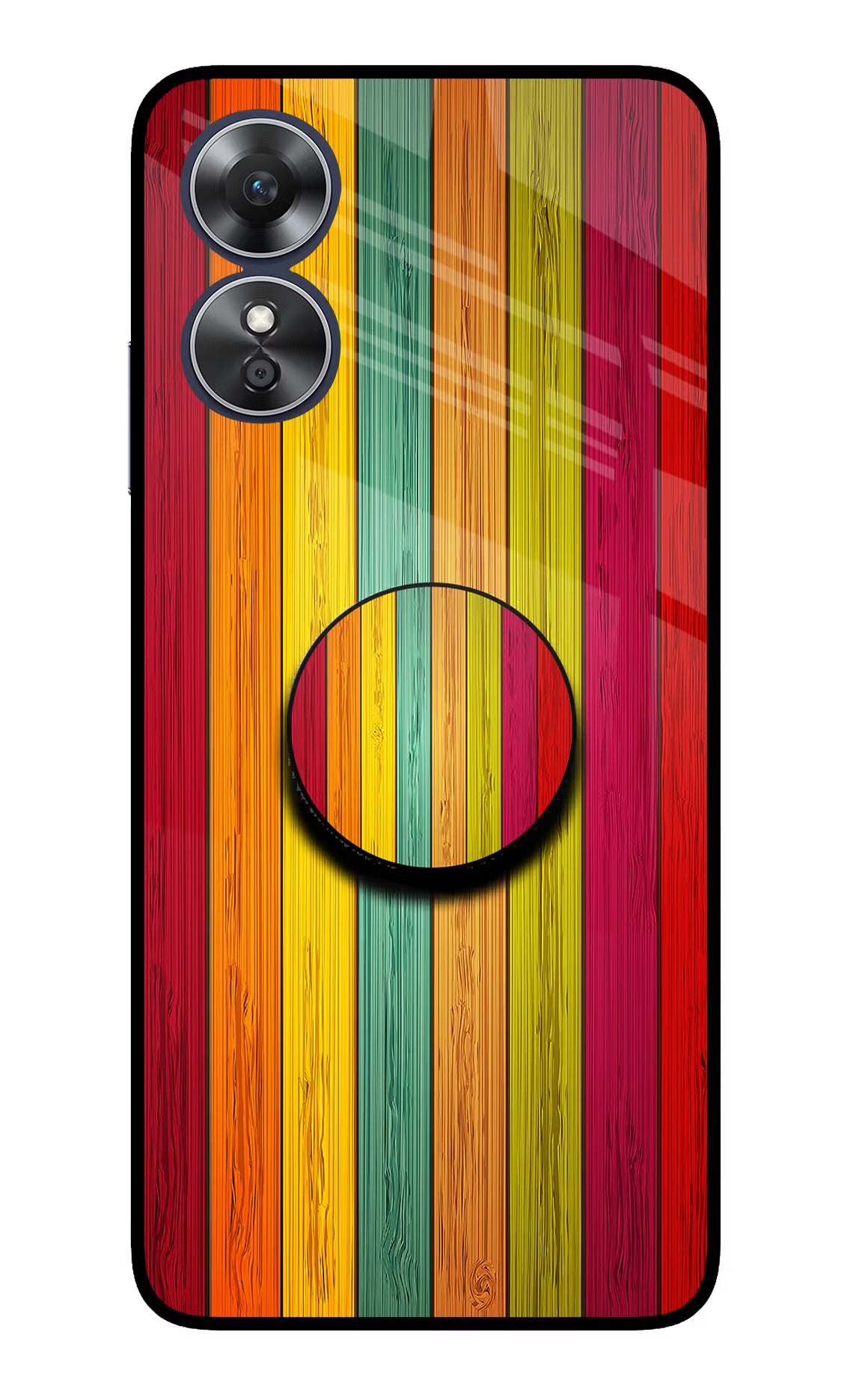 Multicolor Wooden Oppo A17 Pop Case by Casekaro