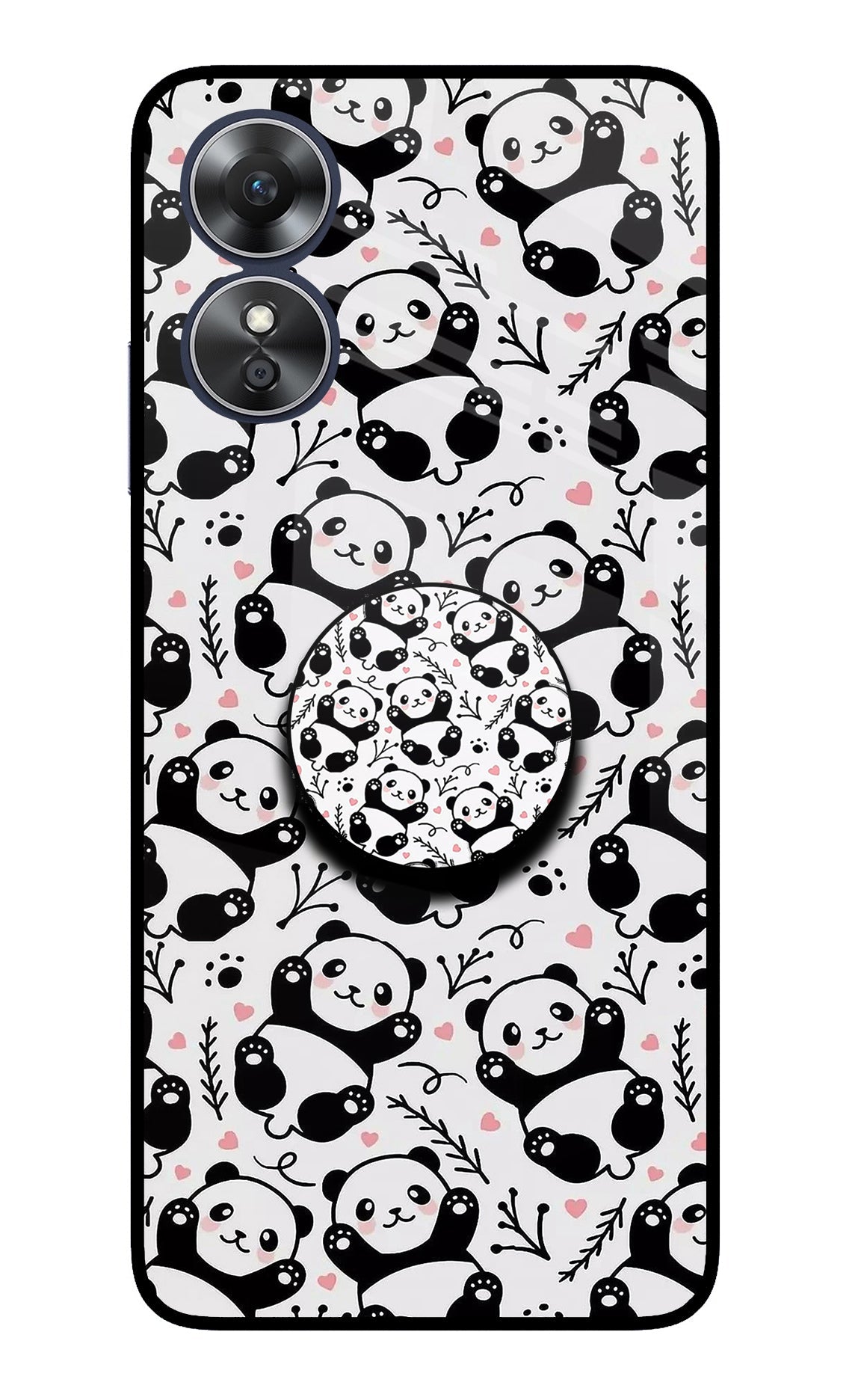 Cute Panda Oppo A17 Glass Case