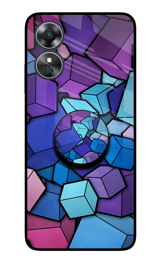 Cubic Abstract Oppo A17 Glass Case