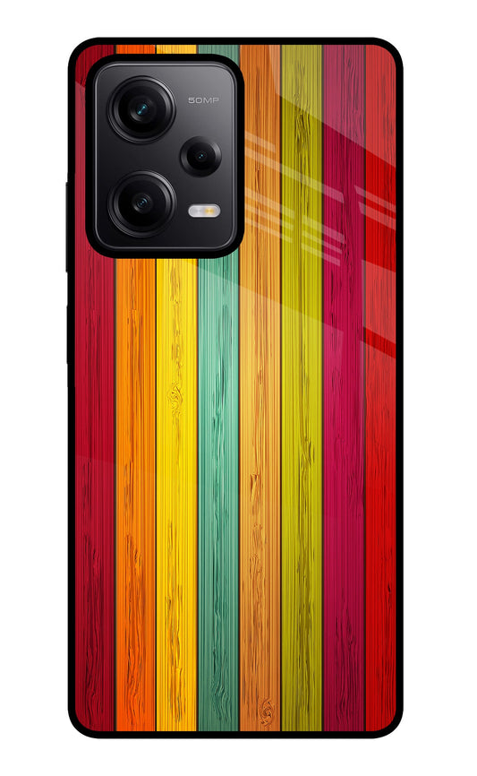 Multicolor Wooden Poco X5 5G Glass Case