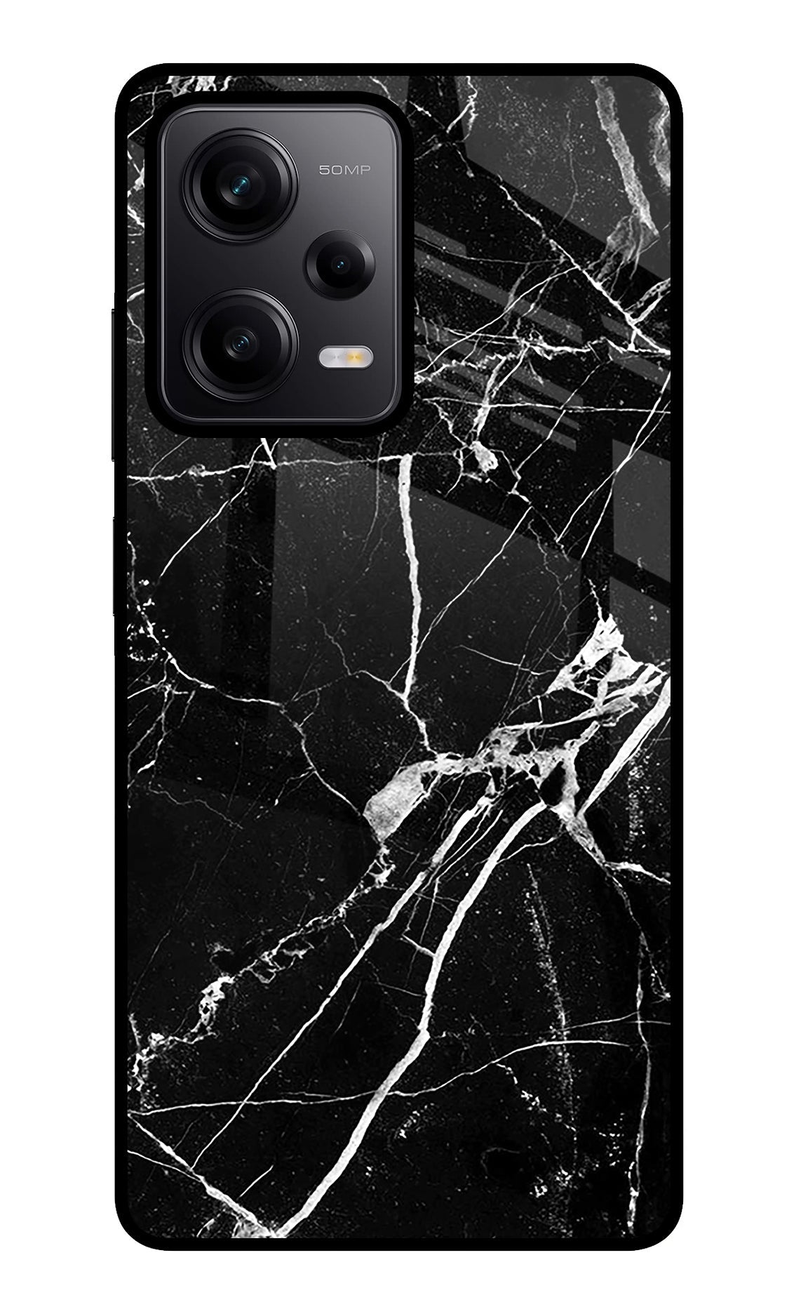 Black Marble Pattern Poco X5 5G Glass Case