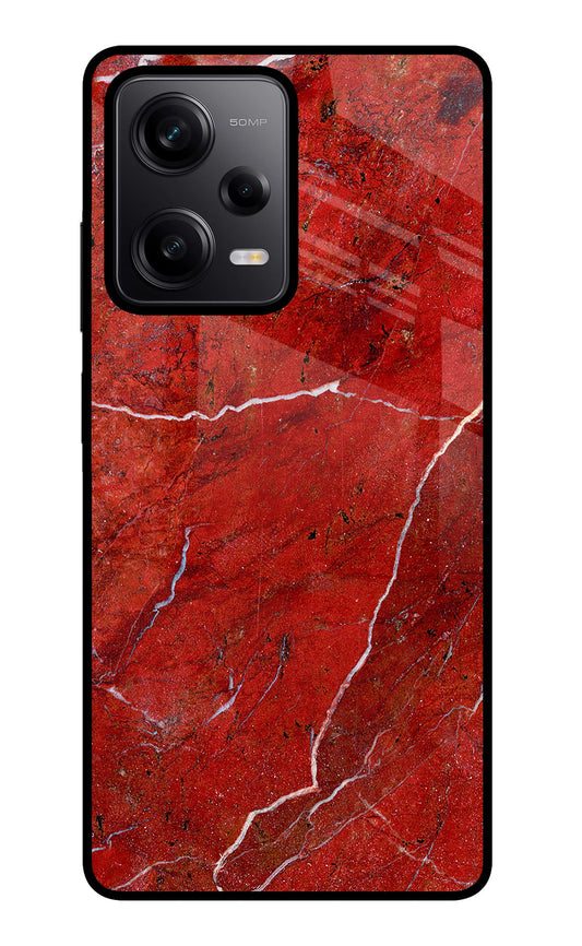 Red Marble Design Poco X5 5G Glass Case