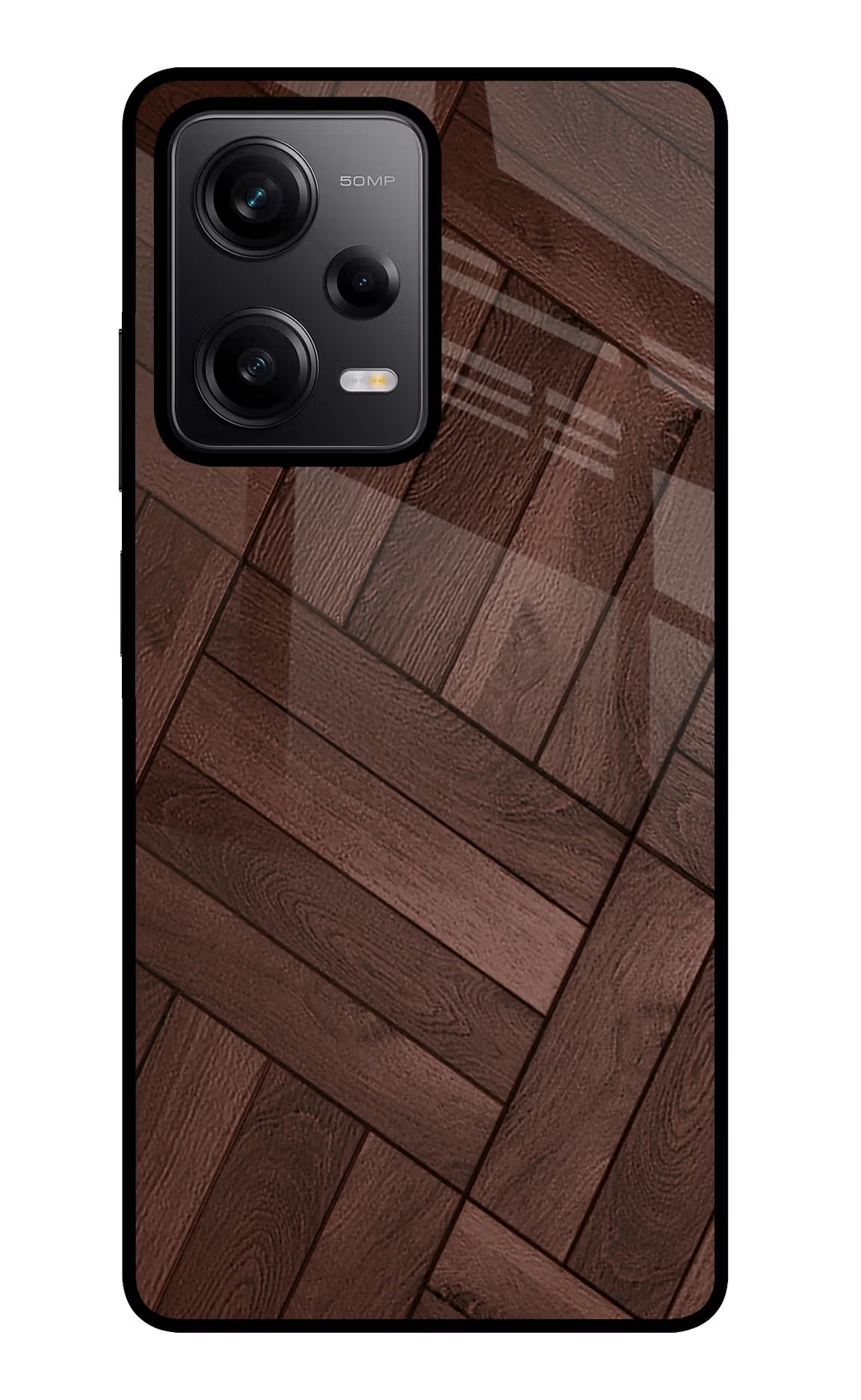 Wooden Texture Design Poco X5 5G Glass Case Back Cover by Casekaro