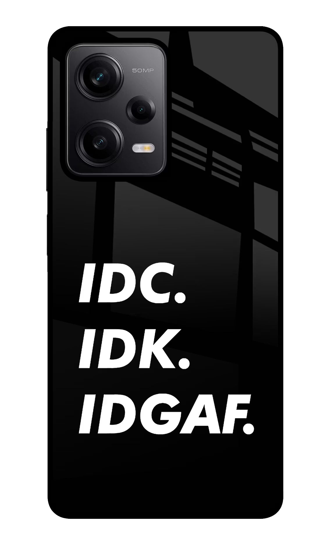 Idc Idk Idgaf Poco X5 5G Glass Case Back Cover by Casekaro