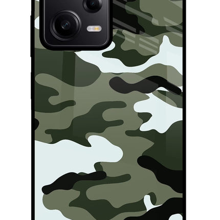 Camouflage Poco X5 5G Glass Case Back Cover by Casekaro