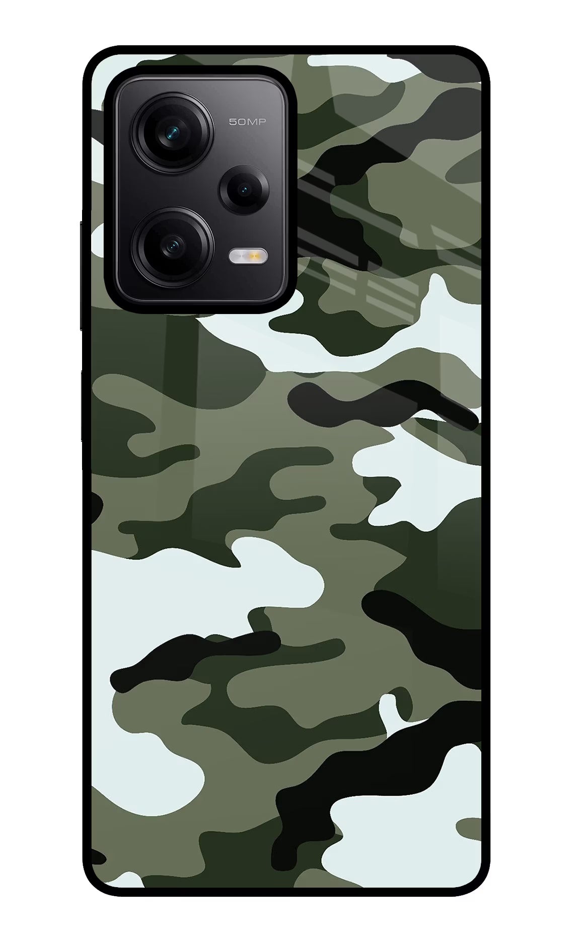 Camouflage Poco X5 5G Glass Case Back Cover by Casekaro