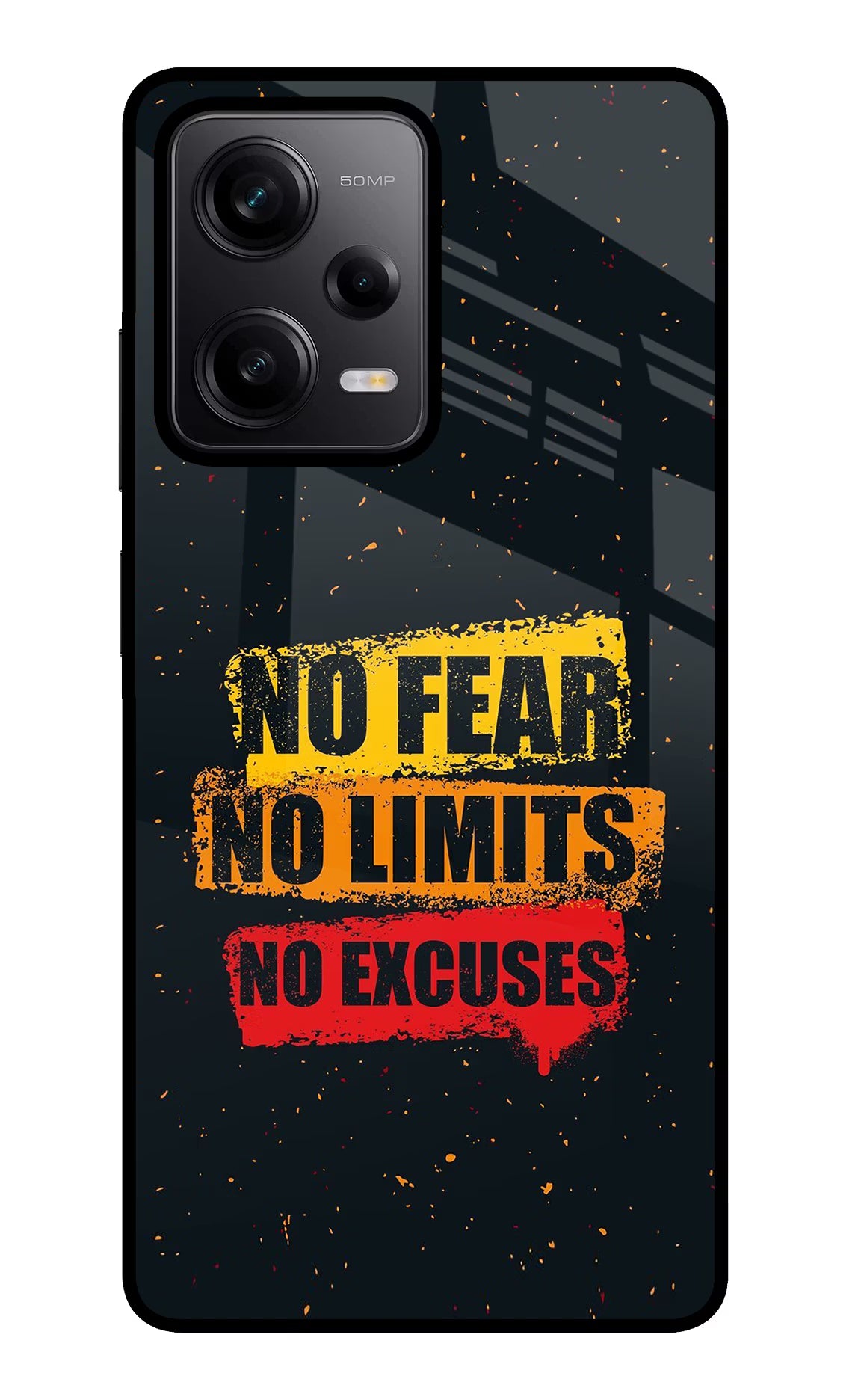 No Fear No Limits No Excuse Poco X5 5G Glass Case Back Cover by Casekaro