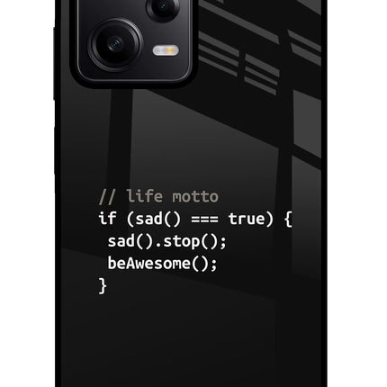 Life Motto Code Poco X5 5G Glass Case Back Cover by Casekaro
