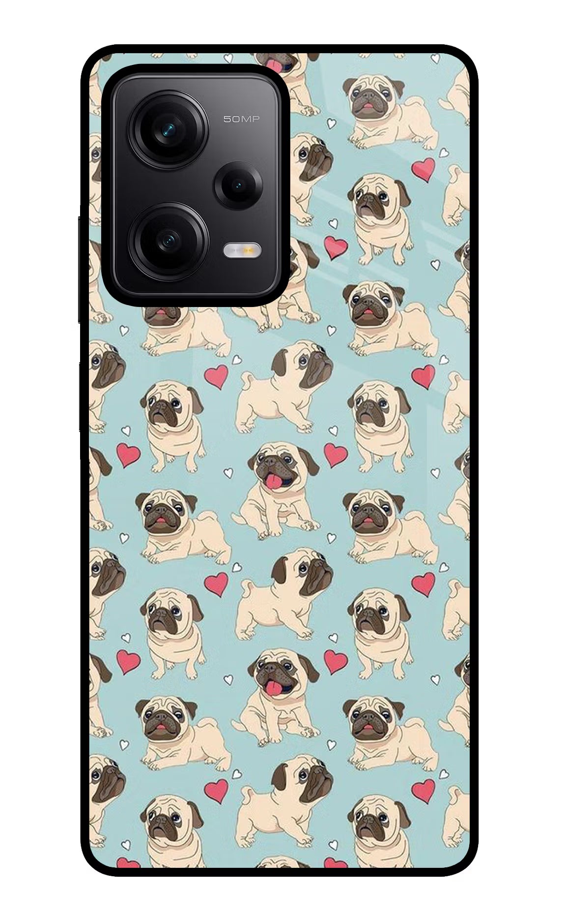 Pug Dog Poco X5 5G Glass Case Back Cover by Casekaro
