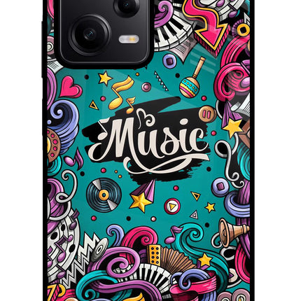 Music Graffiti Poco X5 5G Glass Case Back Cover by Casekaro