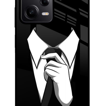 Black Tie Poco X5 5G Glass Case Back Cover by Casekaro