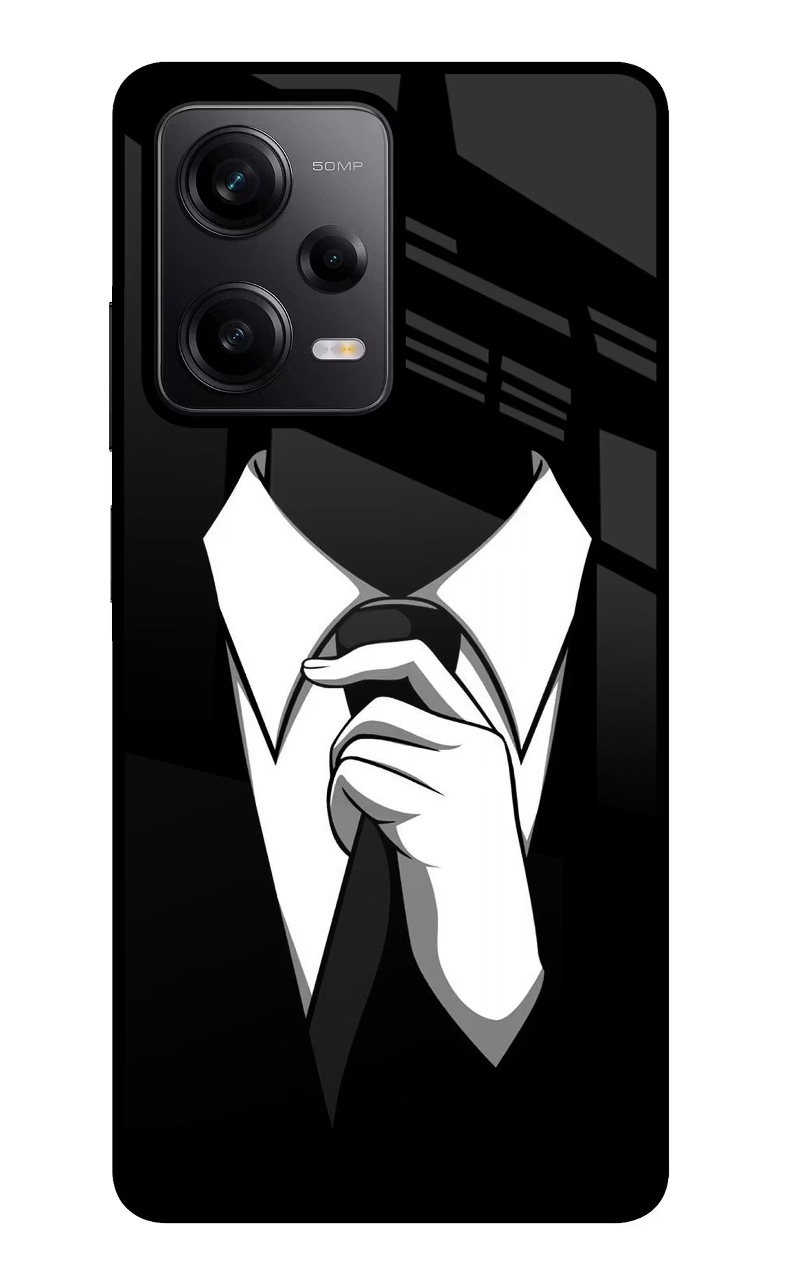 Black Tie Poco X5 5G Glass Case Back Cover by Casekaro