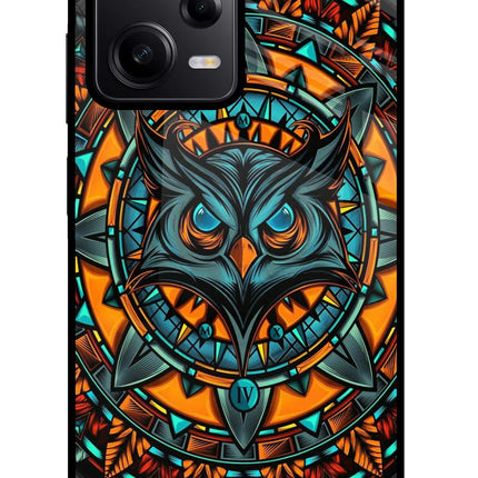 Angry Owl Art Poco X5 5G Glass Case Back Cover by Casekaro