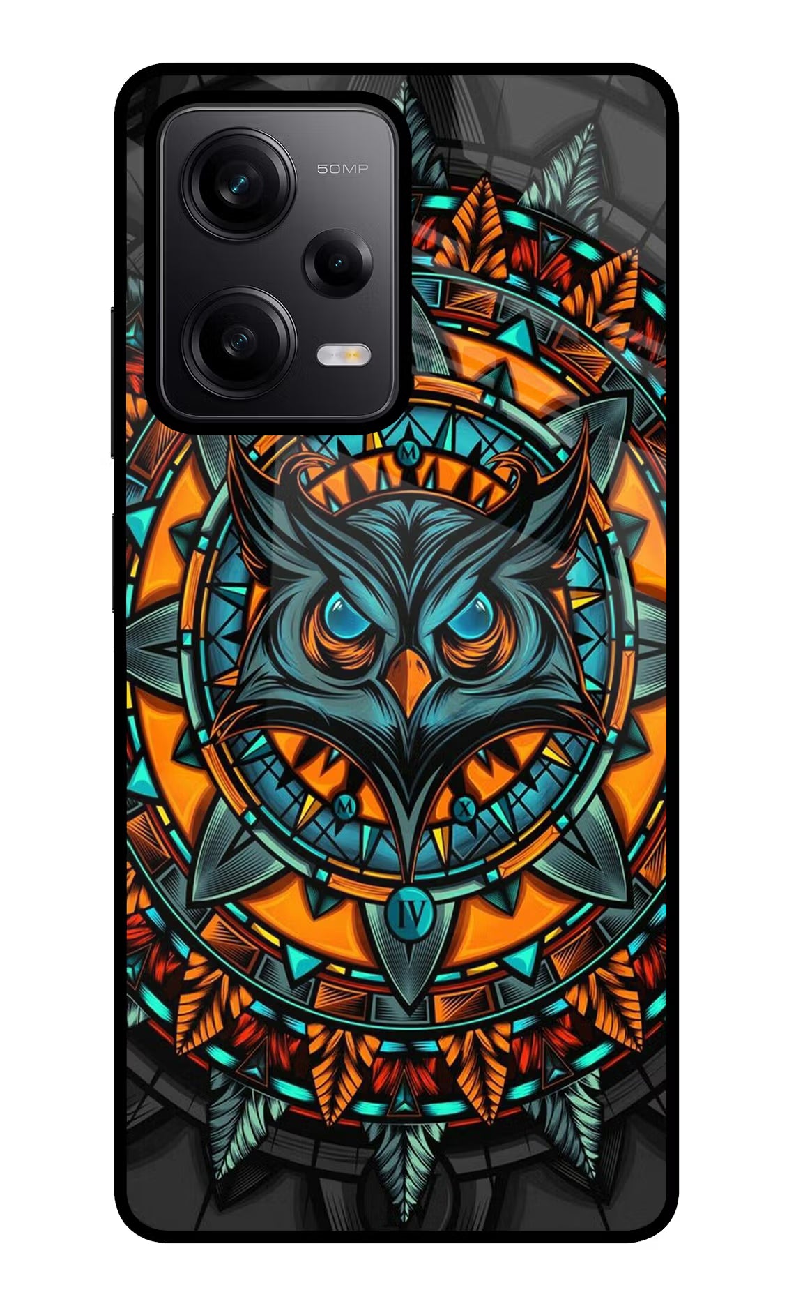 Angry Owl Art Poco X5 5G Glass Case Back Cover by Casekaro