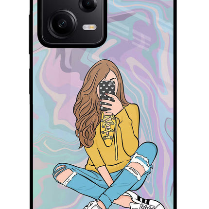 Selfie Girl Poco X5 5G Glass Case Back Cover by Casekaro