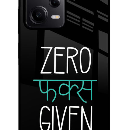 Zero Fucks Given Poco X5 5G Glass Case Back Cover by Casekaro