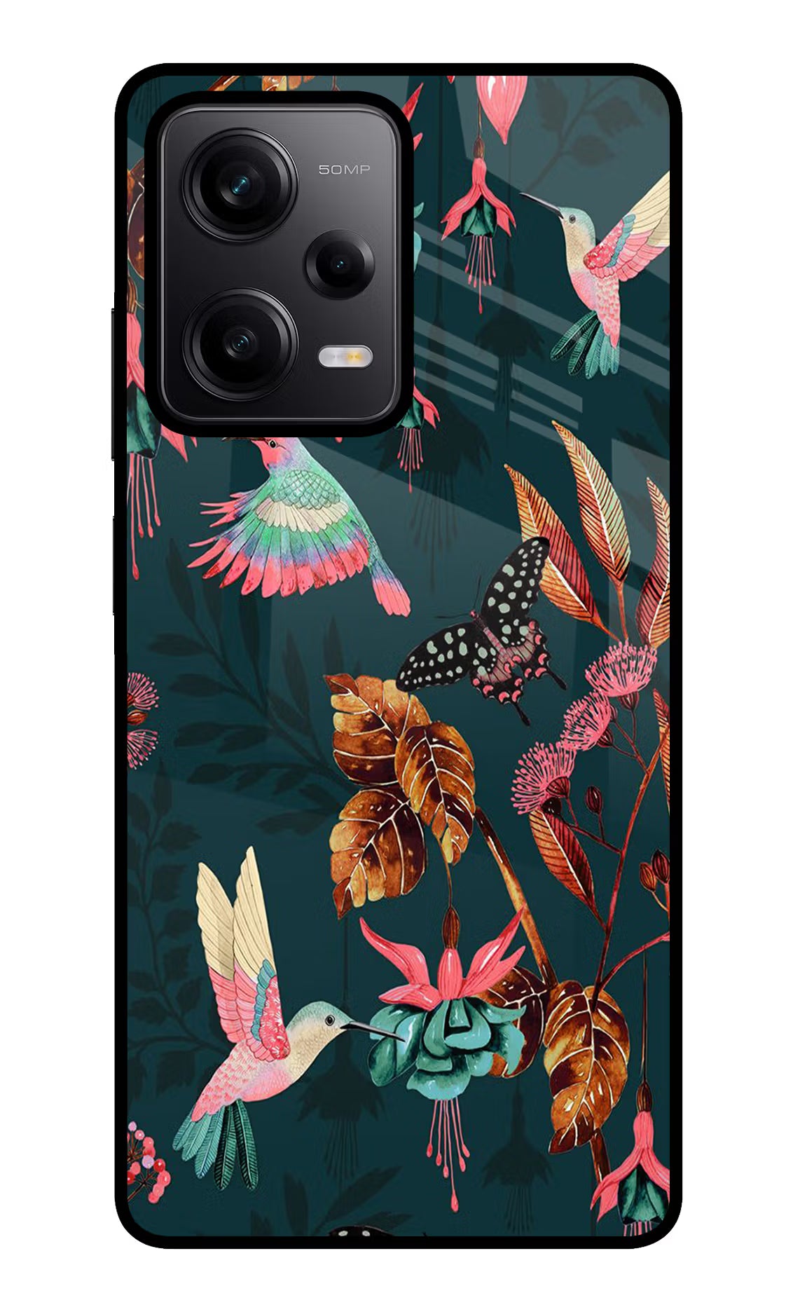Birds Poco X5 5G Glass Case Back Cover by Casekaro