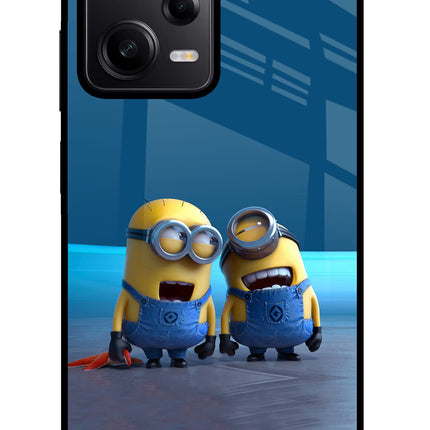 Minion Laughing Poco X5 5G Glass Case Back Cover by Casekaro