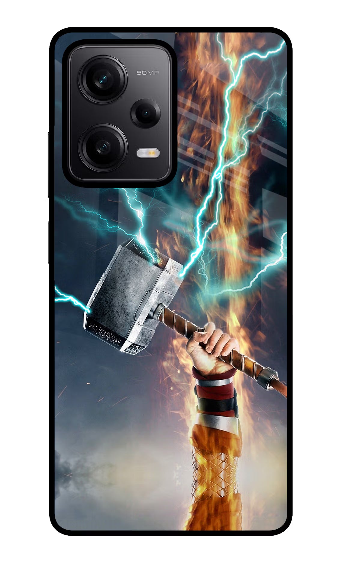 Thor Hammer Mjolnir Poco X5 5G Glass Case Back Cover by Casekaro