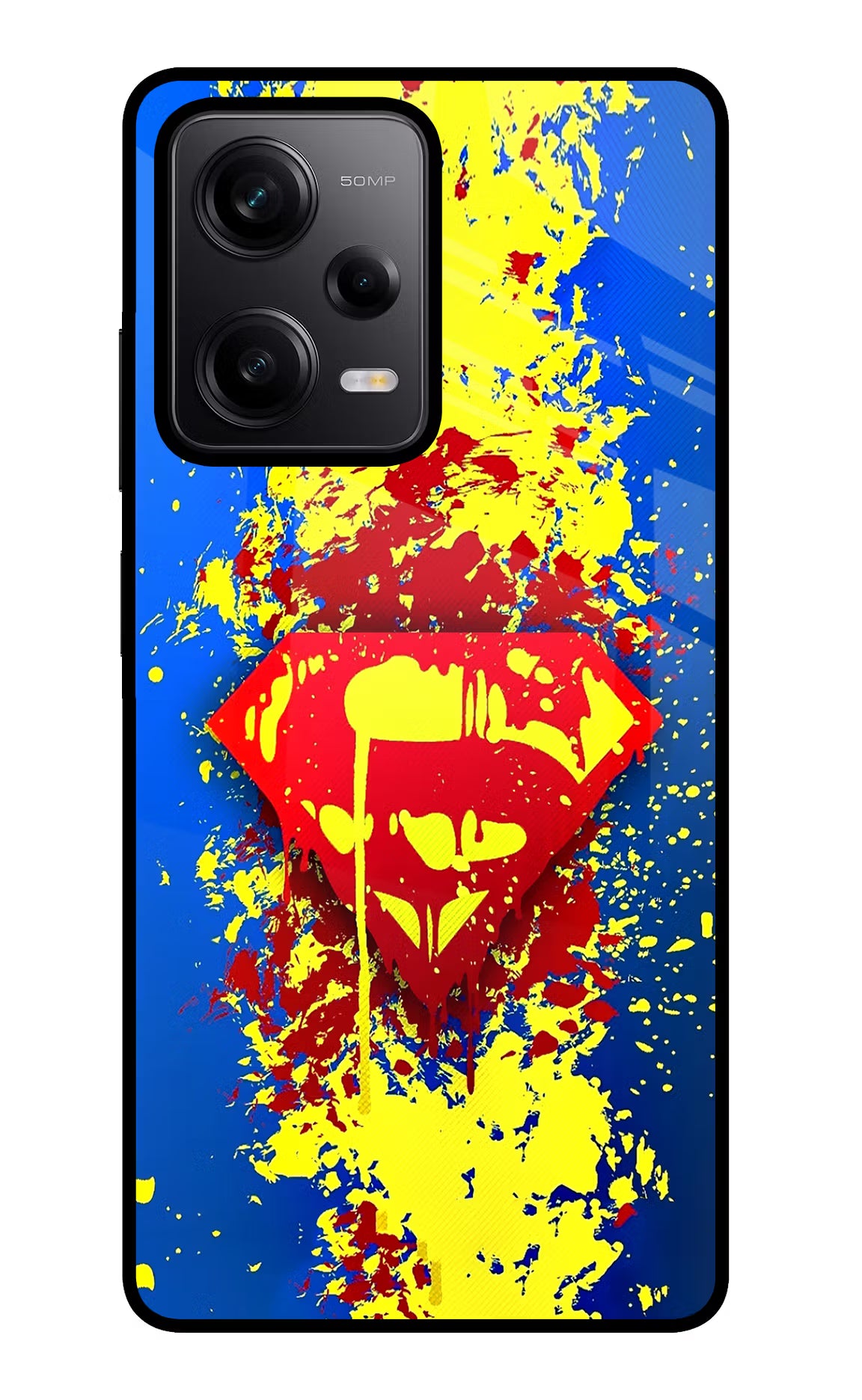 Superman logo Poco X5 5G Glass Case Back Cover by Casekaro
