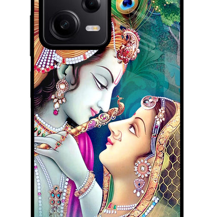 Lord Radha Krishna Poco X5 5G Glass Case Back Cover by Casekaro