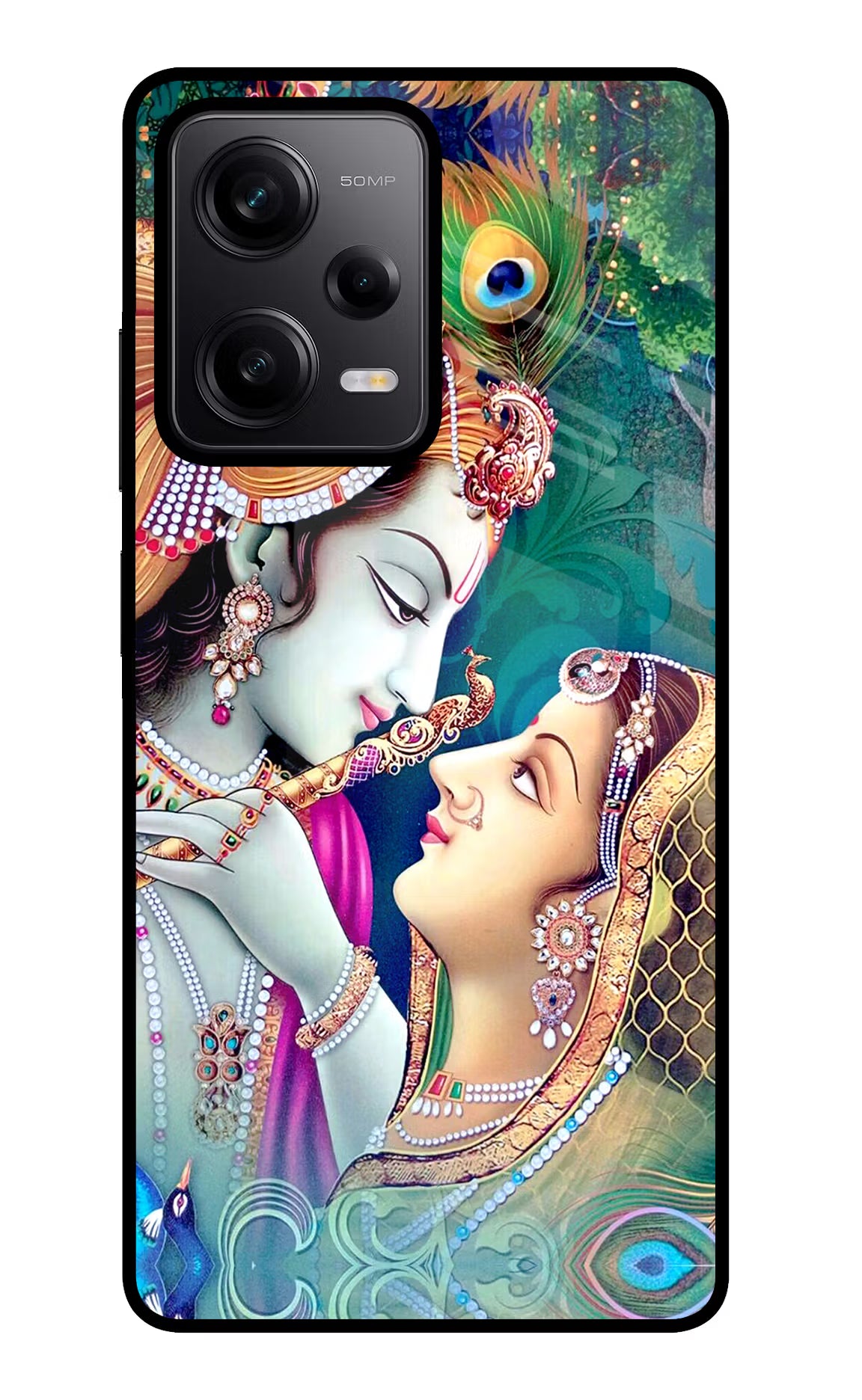 Lord Radha Krishna Poco X5 5G Glass Case Back Cover by Casekaro