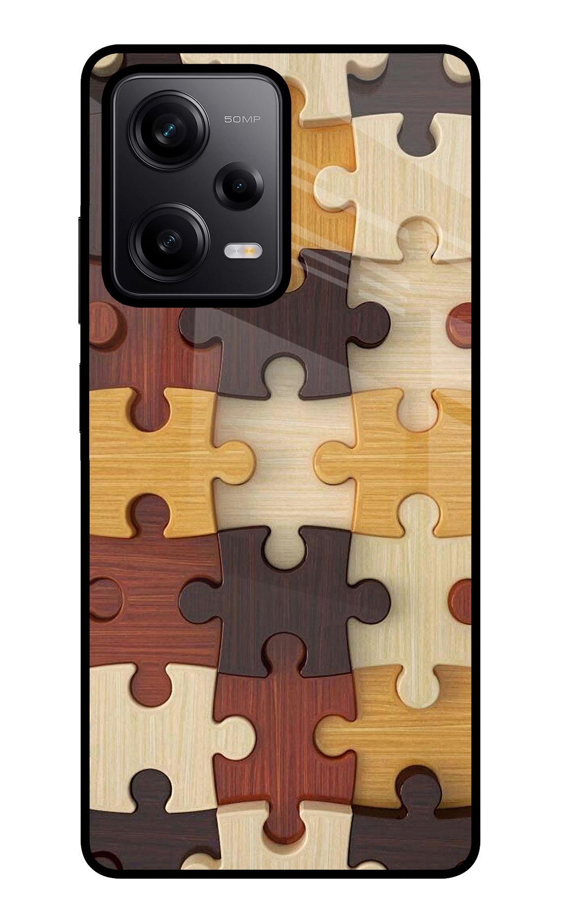 Wooden Puzzle Poco X5 5G Glass Case