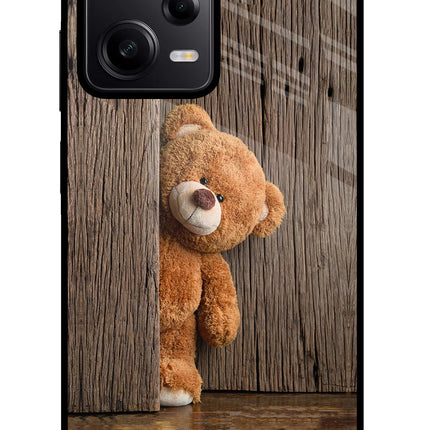 Teddy Wooden Poco X5 5G Glass Case Back Cover by Casekaro