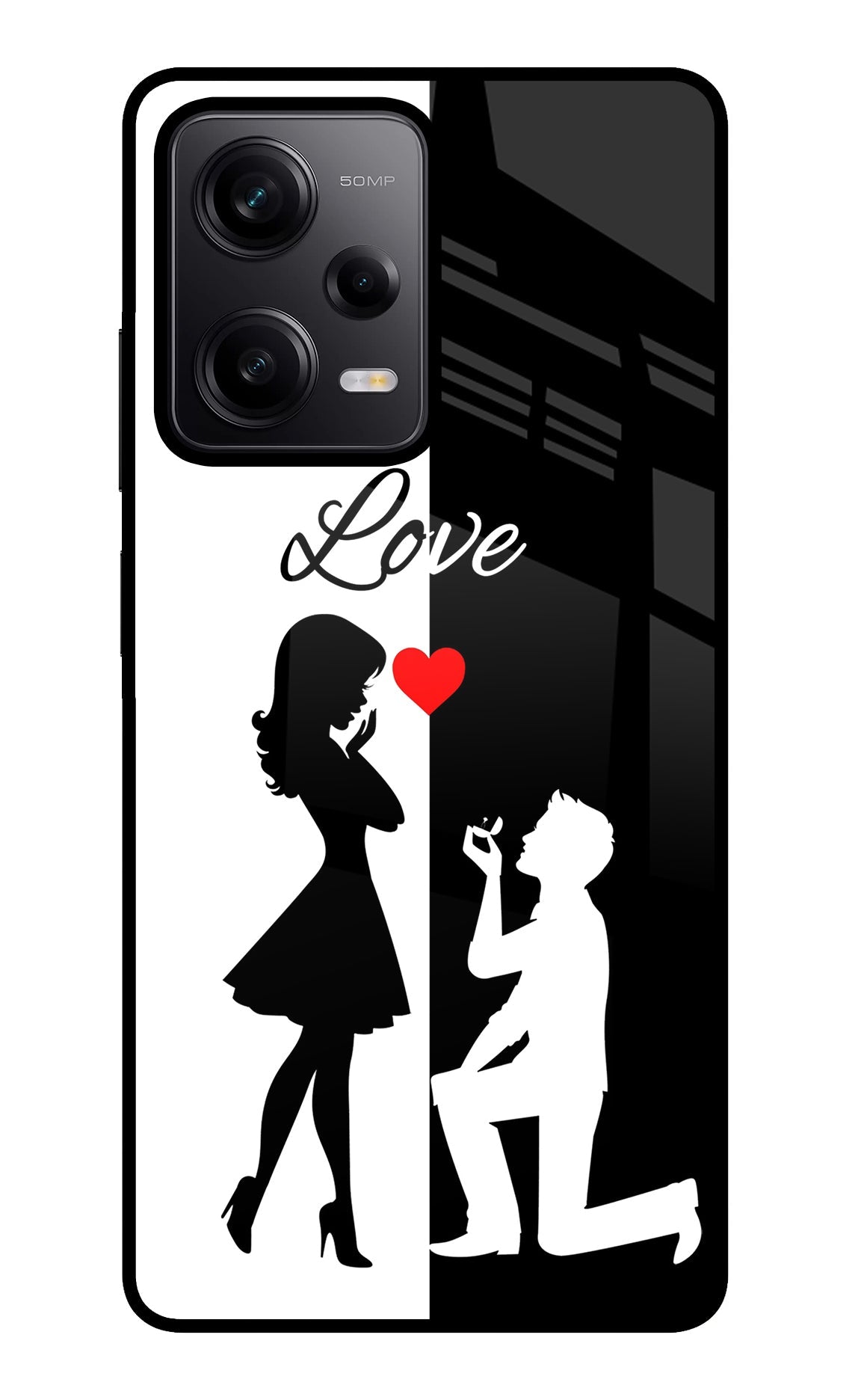 Love Propose Black And White Poco X5 5G Back Cover