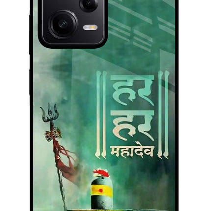 Har Har Mahadev Shivling Poco X5 5G Glass Case Back Cover by Casekaro