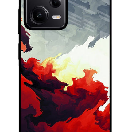 Fire Cloud Poco X5 5G Glass Case Back Cover by Casekaro