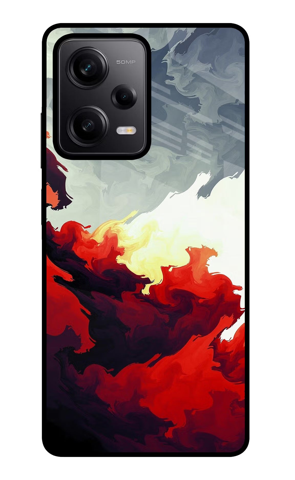 Fire Cloud Poco X5 5G Glass Case Back Cover by Casekaro