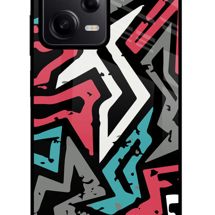 Geometric Graffiti Poco X5 5G Glass Case Back Cover by Casekaro