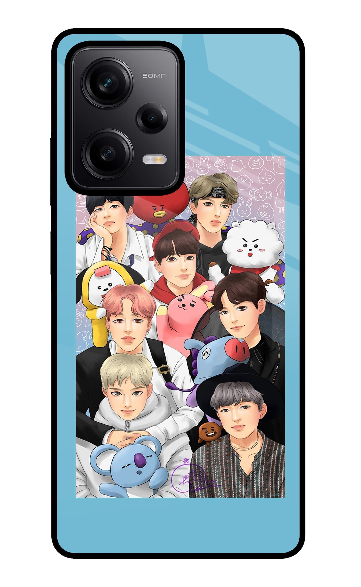 BTS with animals Poco X5 5G Glass Case