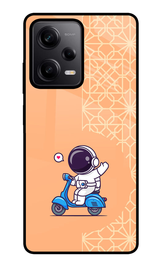 Cute Astronaut Riding Poco X5 5G Glass Case