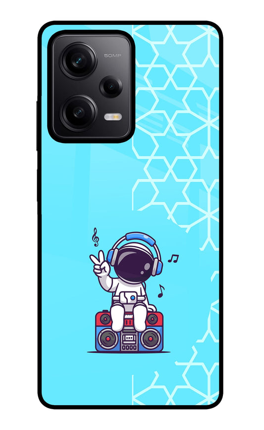 Cute Astronaut Chilling Poco X5 5G Glass Case