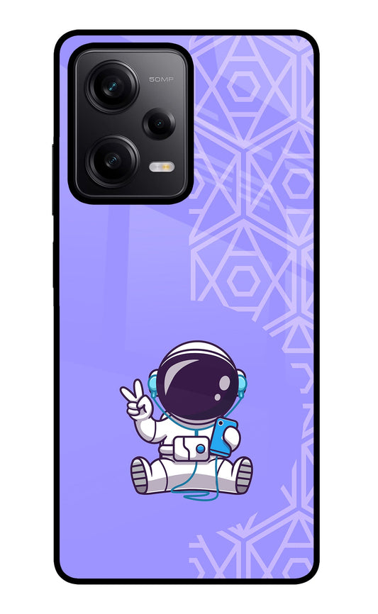 Cute Astronaut Chilling Poco X5 5G Glass Case