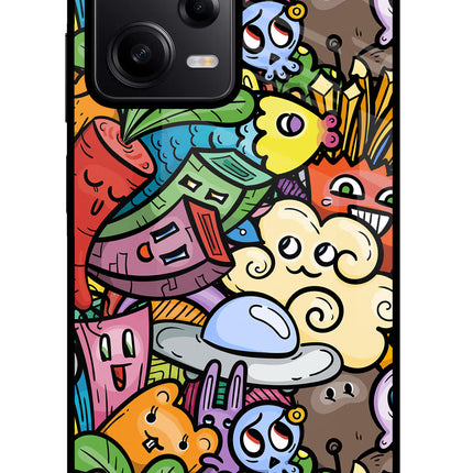 Veggie Doodle Poco X5 5G Glass Case Back Cover by Casekaro