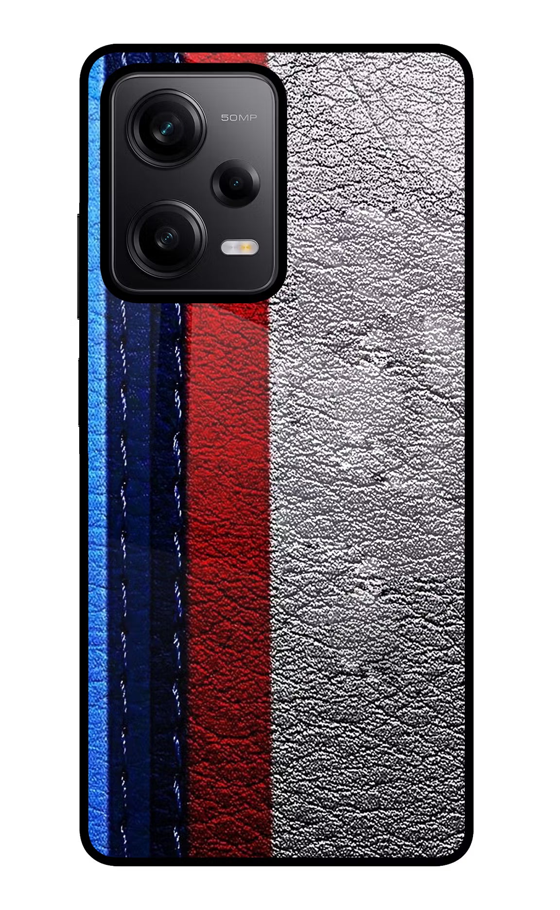BMW Stripes Poco X5 5G Glass Case Back Cover by Casekaro