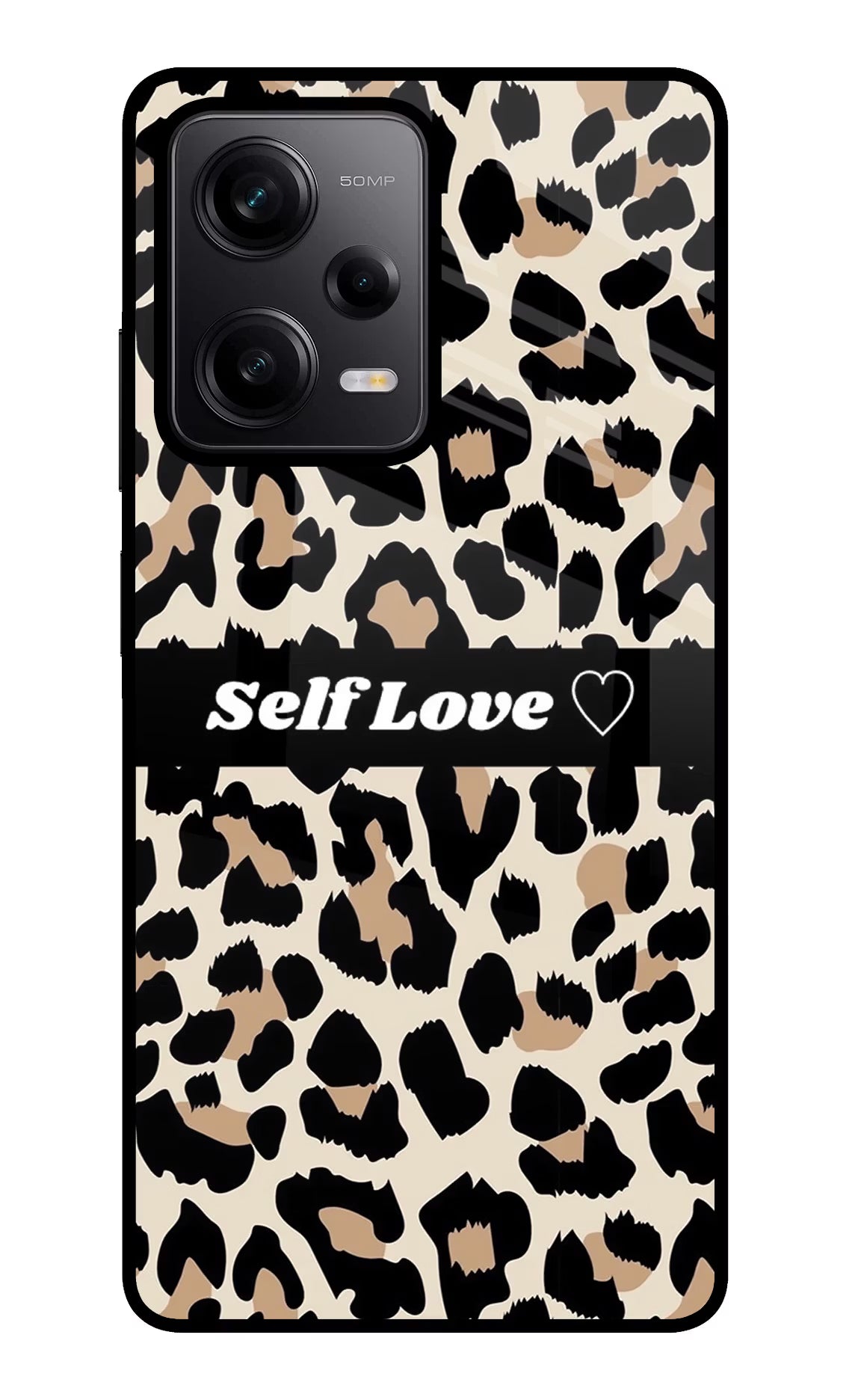 Leopard Print Self Love Poco X5 5G Glass Case Back Cover by Casekaro