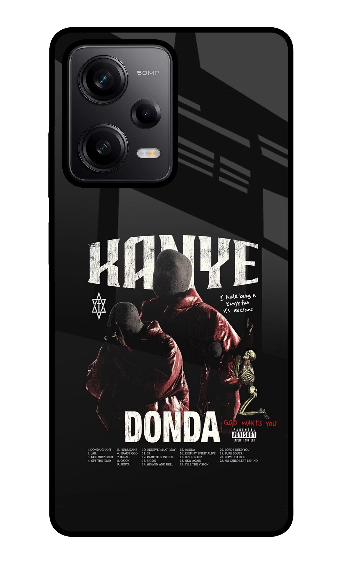 Donda Kanye West Poco X5 5G Glass Case Back Cover by Casekaro