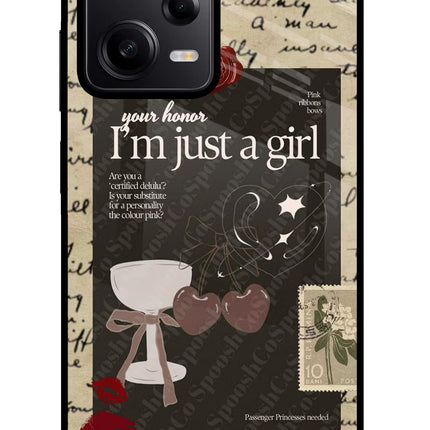 I am just a girl Poco X5 5G Glass Case