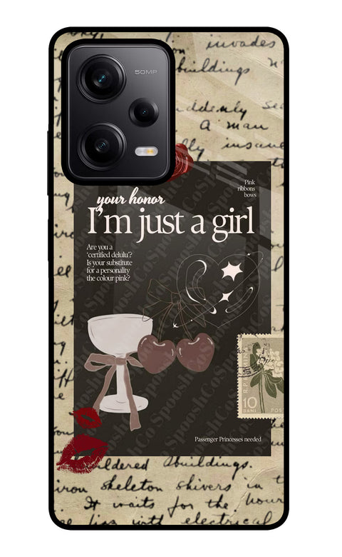 I am just a girl Poco X5 5G Glass Case