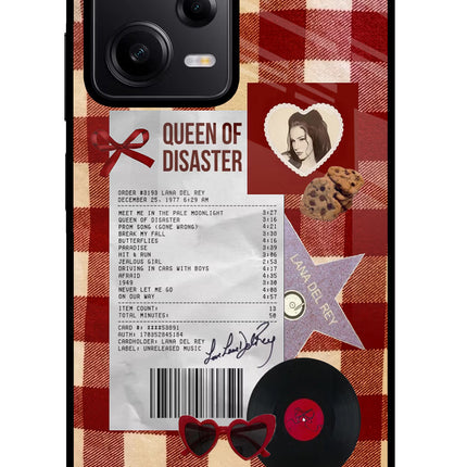 Queen of Disaster Poco X5 5G Glass Case Back Cover by Casekaro