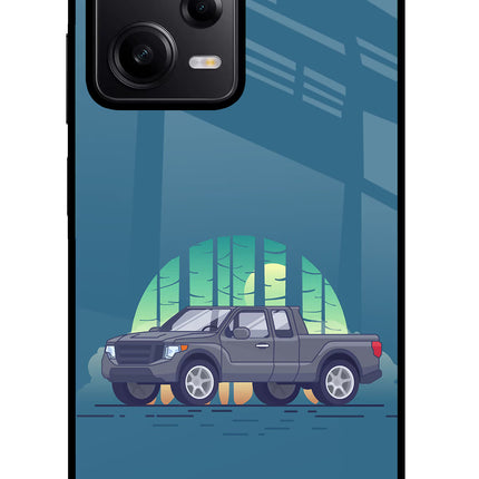Retro Garage Vibe Poco X5 5G Glass Case Back Cover by Casekaro