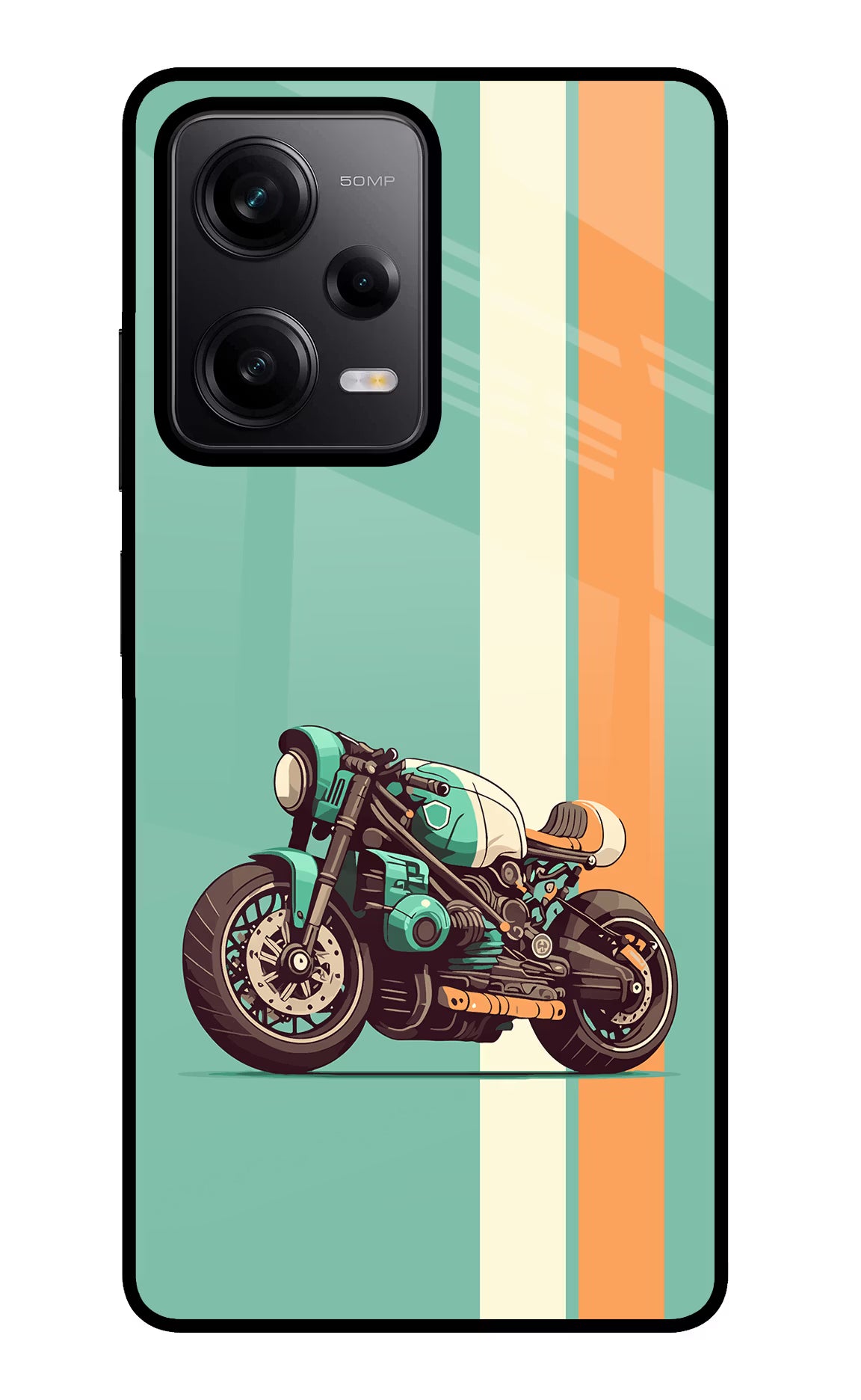 Striped Moto Drift Poco X5 5G Glass Case
