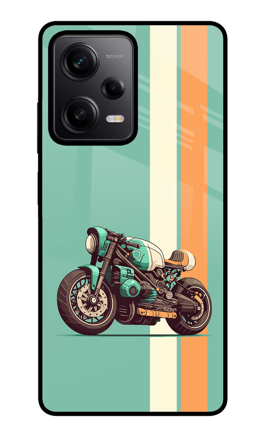 Striped Moto Drift Poco X5 5G Glass Case