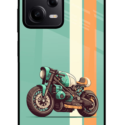 Striped Moto Drift Poco X5 5G Glass Case Back Cover by Casekaro