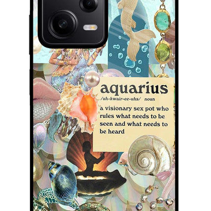 Aquarius Zodiac Poco X5 5G Glass Case Back Cover by Casekaro