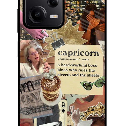 Capricorn Zodiac Poco X5 5G Glass Case Back Cover by Casekaro
